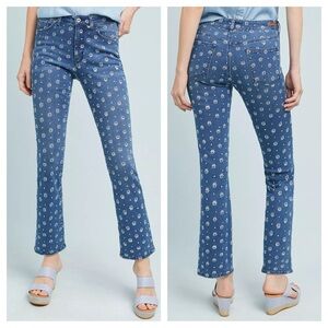 Pilcro Embroidered High-Rise Cropped Starbursts Pattern Bootcut Jeans Sz 26